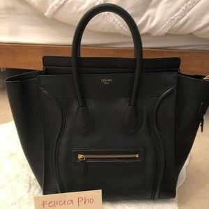 Celine mini luggage black smooth leather